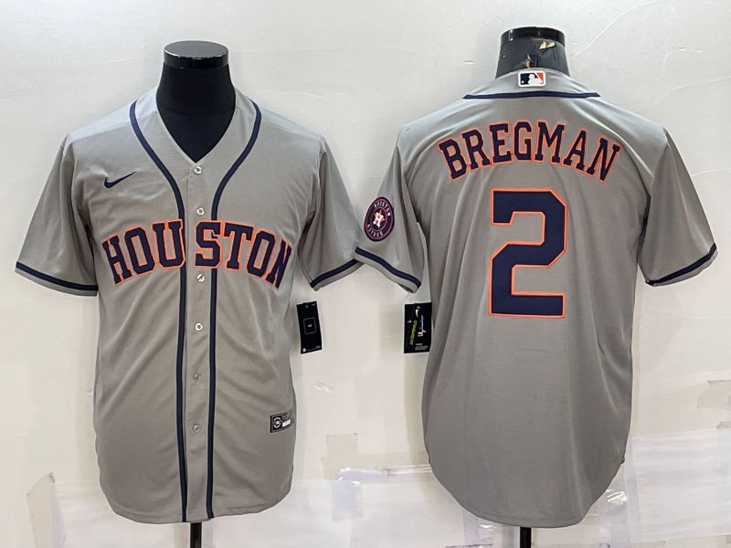 Men Houston Astros 2 Bregman Grey Game Nike 2022 MLB Jerseys
